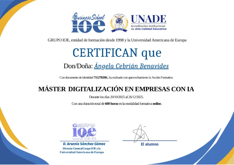 Diploma Máster en Digitalización en Empresas con IA