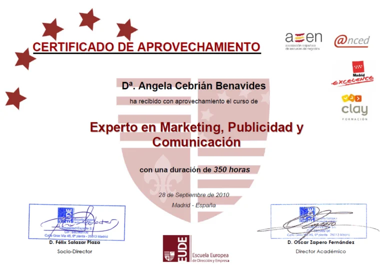 Experto universitario en márketing, Publicidad y comunicación corporativa, EUDE