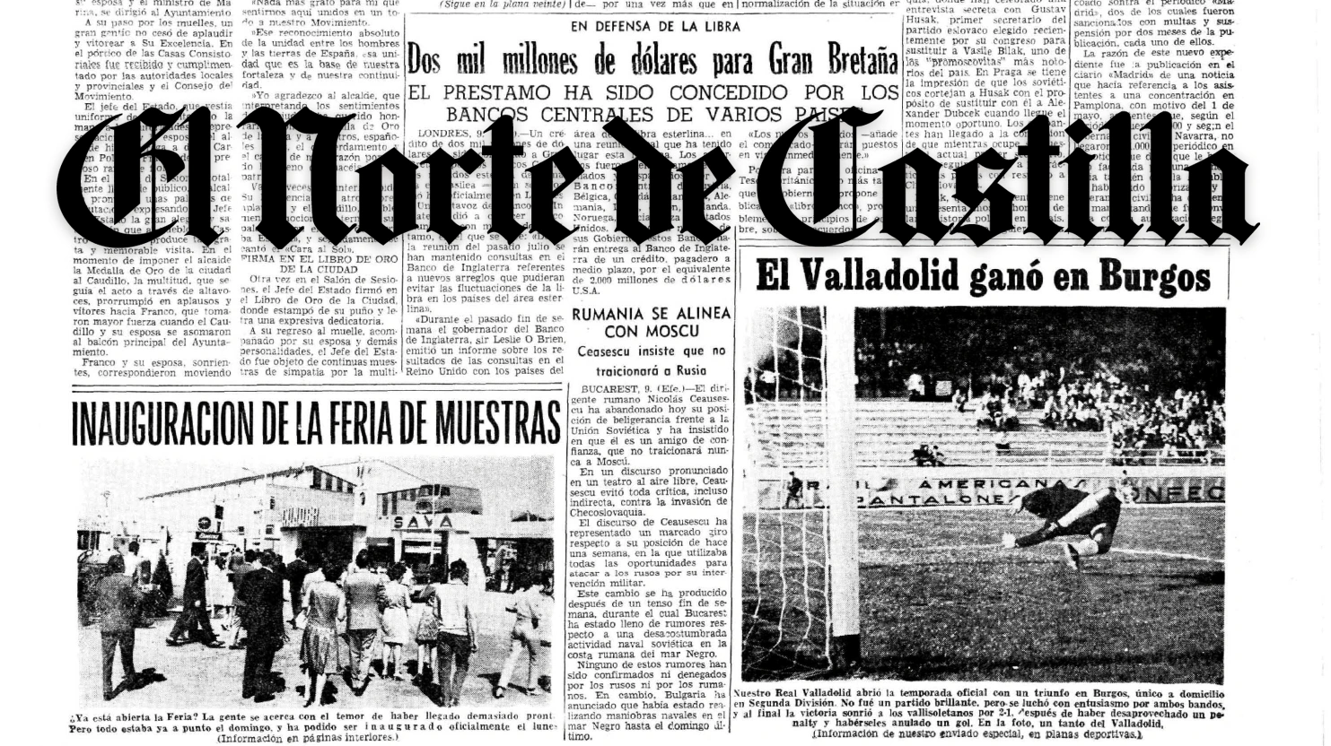 El Norte de Castilla, logo sobre una portada del periódico de los años 60