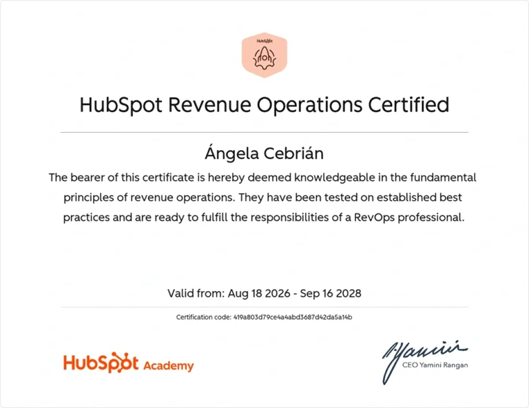 Certificado HubSpot Revenue Operations