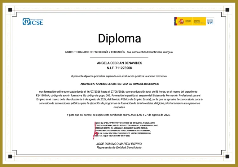 Diploma Análisis de Costes para la toma de decisiones