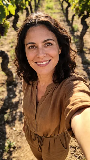 Retrato de Elena, influencer virtual creada con IA para la campaña Viñedo Consciente